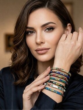 🧧🎎🪭 MultiColored Chinese Cloisonné Bracelet Set 🪭🎎🧧